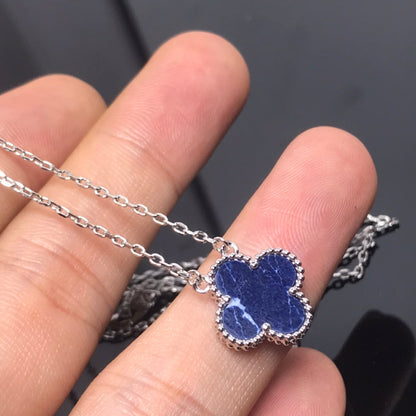 [⭐Luxery]CLOVER PIETERSITE SILVER LONG NECKLACE