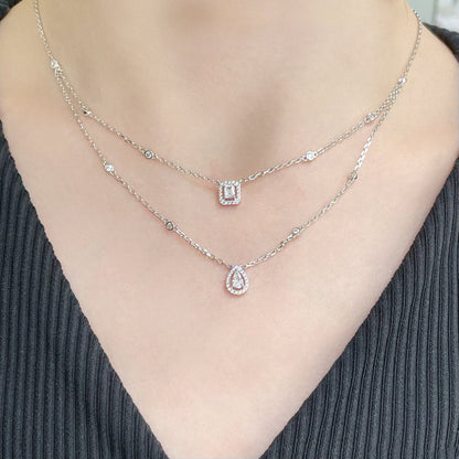 [⭐Luxery]MY TWIN 2 ROW DIAMOND NECKLACE