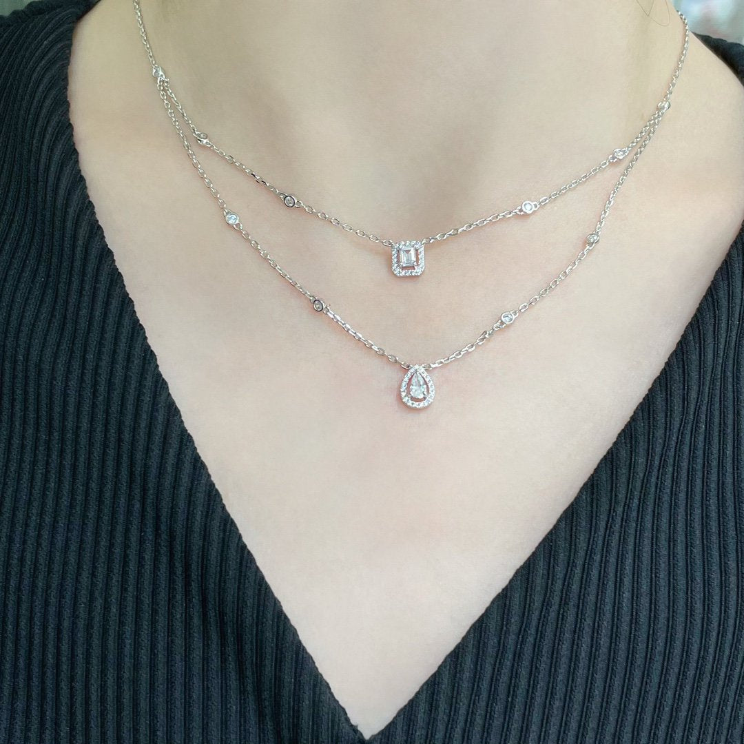 [⭐Luxery]MY TWIN 2 ROW DIAMOND NECKLACE