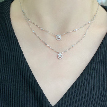 [⭐Luxery]MY TWIN 2 ROW DIAMOND NECKLACE
