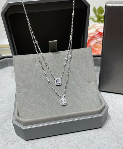 [⭐Luxery]MY TWIN 2 ROW DIAMOND NECKLACE