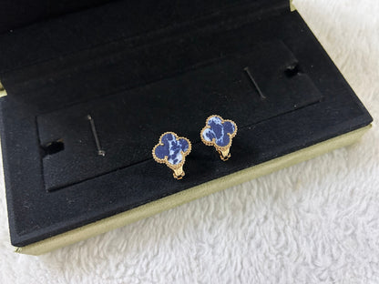 [⭐Luxery]CLOVER PIETERSITE MEDIUM STUD EARRINGS