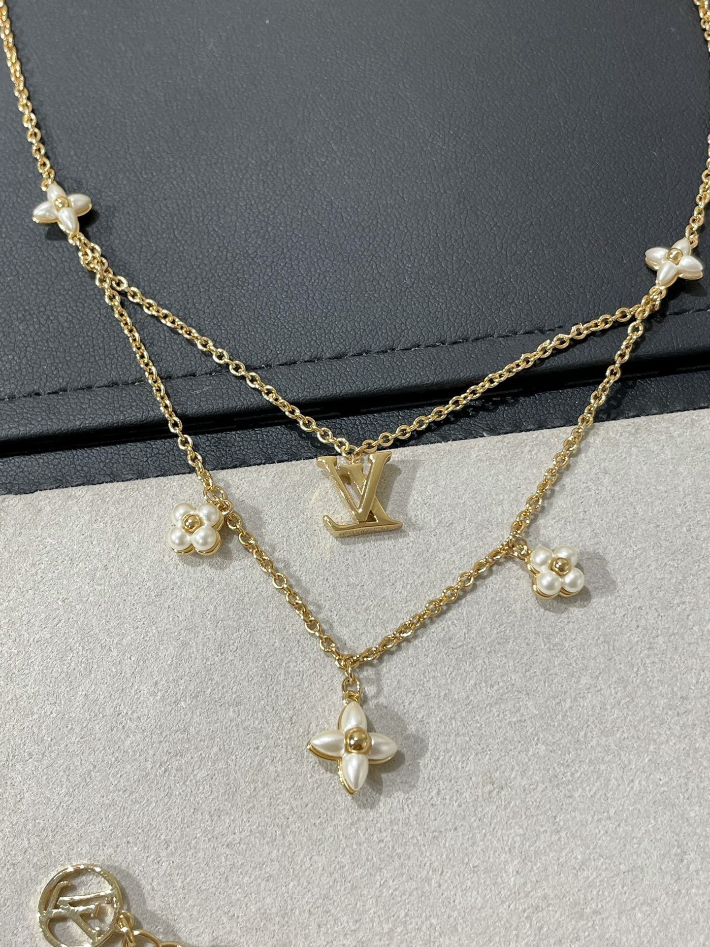 [⭐Luxery]FLOWERGRAM GOLD MOP DOUBLE ROW NECKLACE
