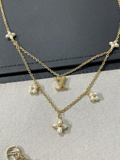 [⭐Luxery]FLOWERGRAM GOLD MOP DOUBLE ROW NECKLACE