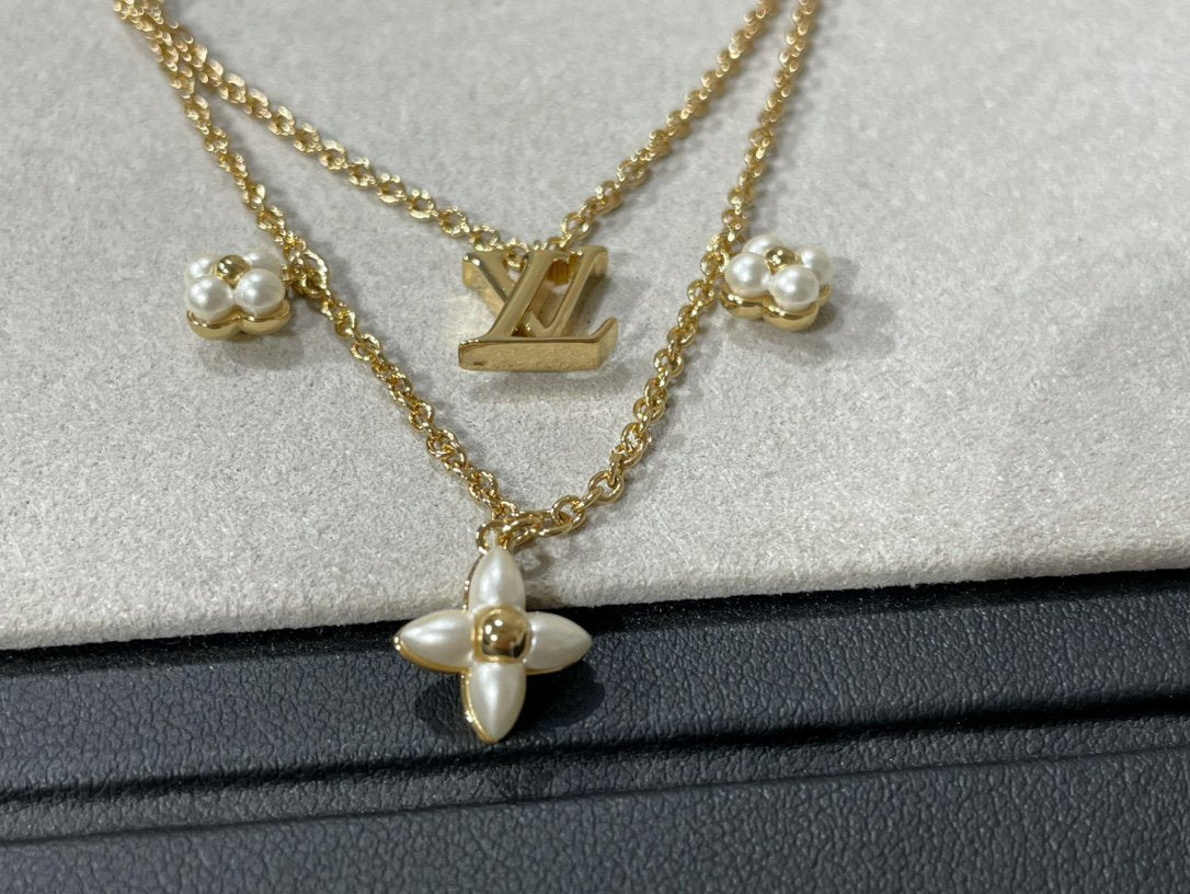 [⭐Luxery]FLOWERGRAM GOLD MOP DOUBLE ROW NECKLACE