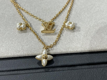 [⭐Luxery]FLOWERGRAM GOLD MOP DOUBLE ROW NECKLACE