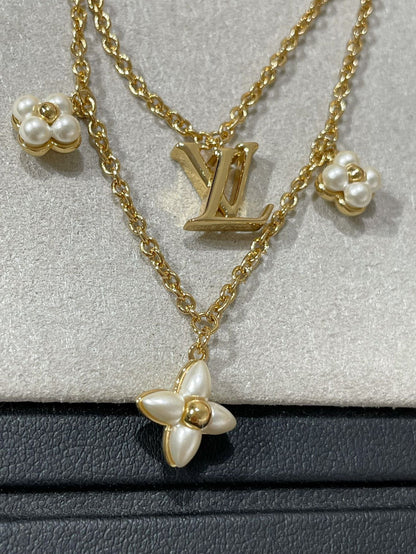 [⭐Luxery]FLOWERGRAM GOLD MOP DOUBLE ROW NECKLACE