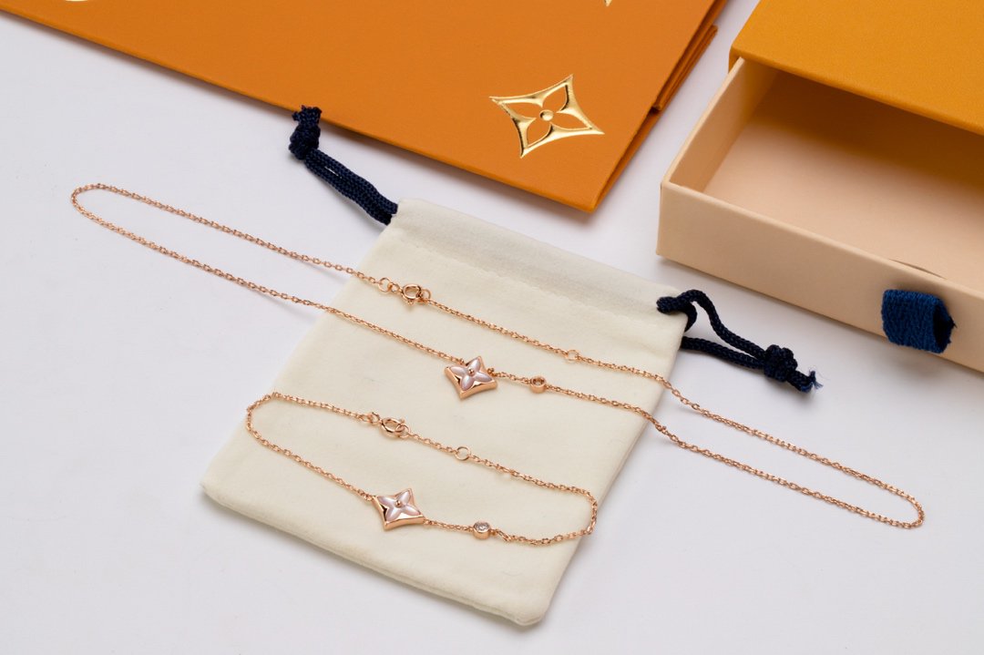 [⭐Luxery]STAR PINK MOP 1 DIAMOND PINK GOLD NECKLACE