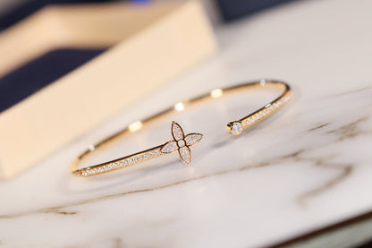 [⭐Luxery]IDYLLE GOLD OPEN BRACELET DIAMOND PAVED