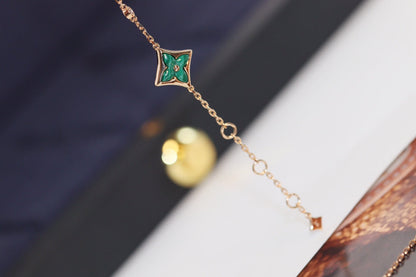 [⭐Luxery]STAR AND SUN 4 MOTIF PINK GOLD MALACHITE BRACELET