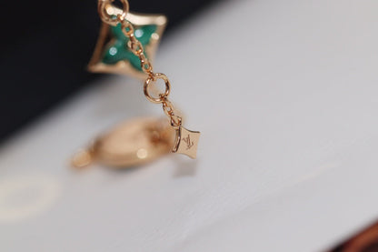 [⭐Luxery]STAR AND SUN 4 MOTIF PINK GOLD MALACHITE BRACELET