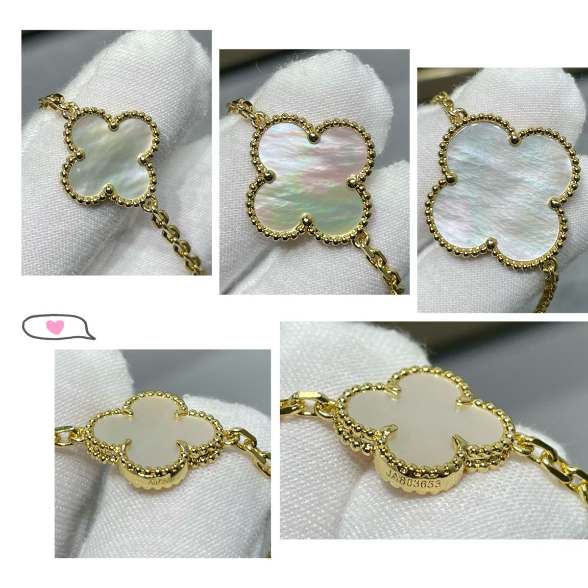 [⭐Luxery]CLOVER 16 MOTIF WHITE MOP GOLD NECKLACE