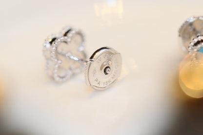 [⭐Luxery]CLOVER MINI TURQUOISE SILVER STUD EARRINGS