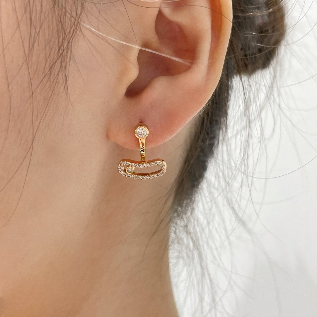[⭐Luxery]MOVE UNO PINK GOLD DIAMOND EARRINGS