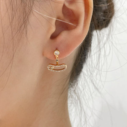 [⭐Luxery]MOVE UNO PINK GOLD DIAMOND EARRINGS