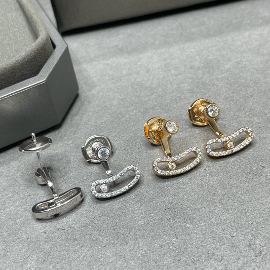 [⭐Luxery]MOVE UNO PINK GOLD DIAMOND EARRINGS