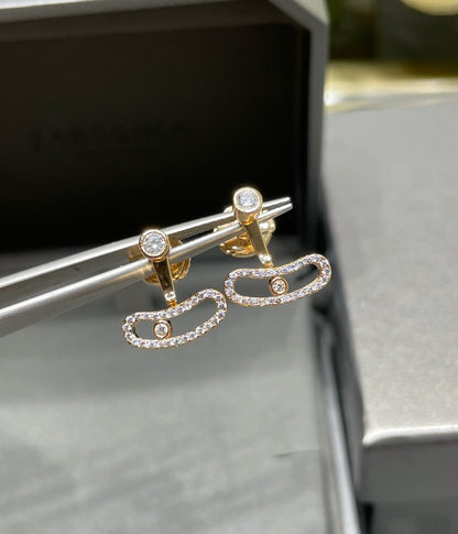 [⭐Luxery]MOVE UNO PINK GOLD DIAMOND EARRINGS