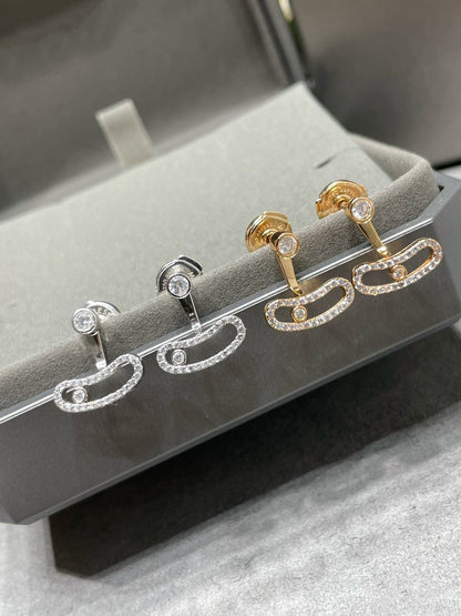 [⭐Luxery]MOVE UNO PINK GOLD DIAMOND EARRINGS