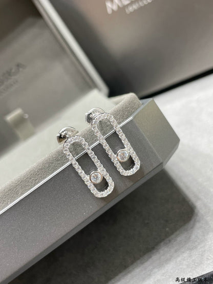 [⭐Luxery]MOVE UNO STUD DIAMOND PAVED EARRINGS