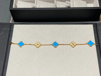 [⭐Luxery] CLOVER 5 MOTIF BLUE AGATE BRACELET COLLECTION