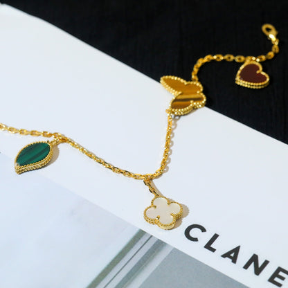 [⭐Luxery]LUCKY SPRING 5 MOTIF GOLD BRACELET