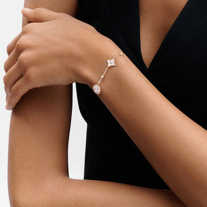 [⭐Luxery]STAR AND SUN 4 MOTIF WHITE MOP PINK GOLD BRACELET