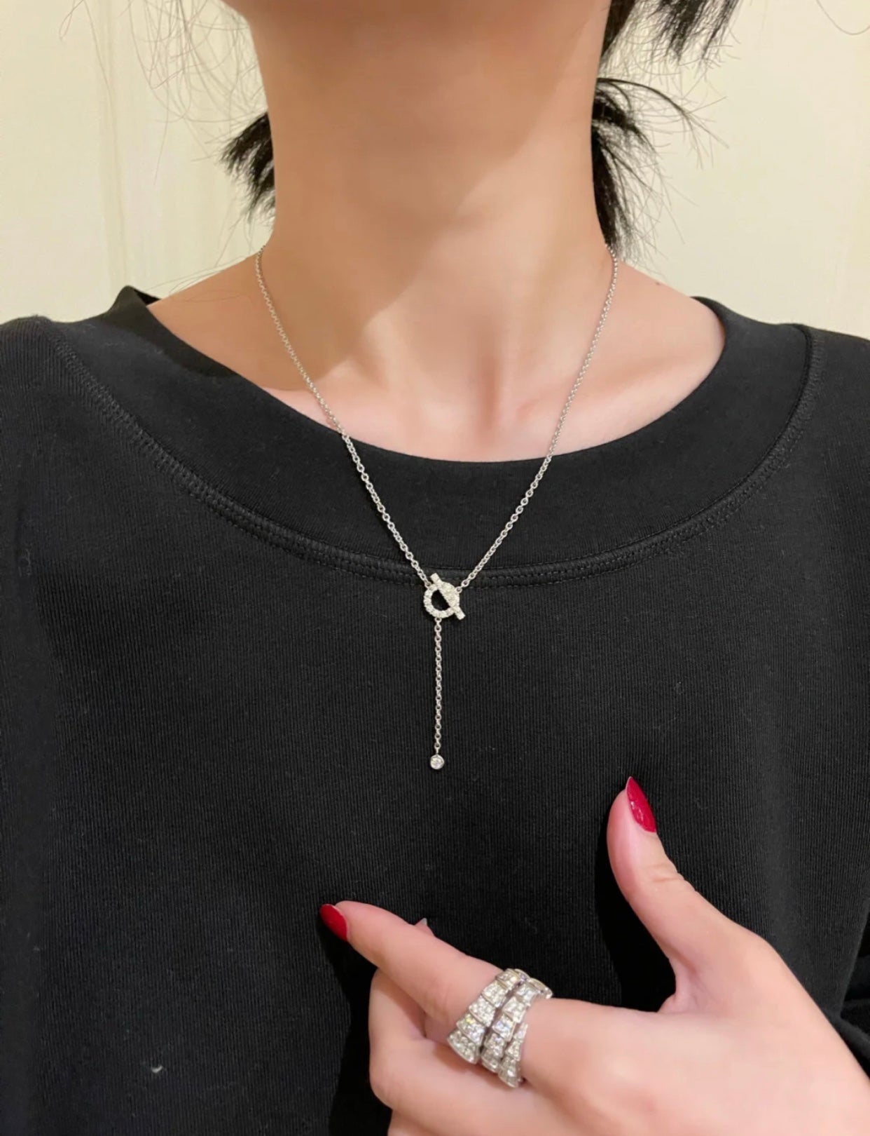 [⭐Luxery]FINESSE SILVER DIAMOND NECKLACE