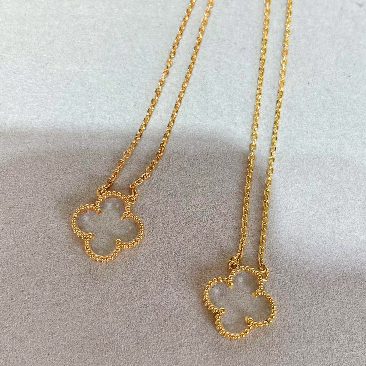 [⭐Luxery]CLOVER ROCK CRYSTAL ROSE GOLD NECKLACE