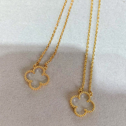 [⭐Luxery]CLOVER ROCK CRYSTAL ROSE GOLD NECKLACE