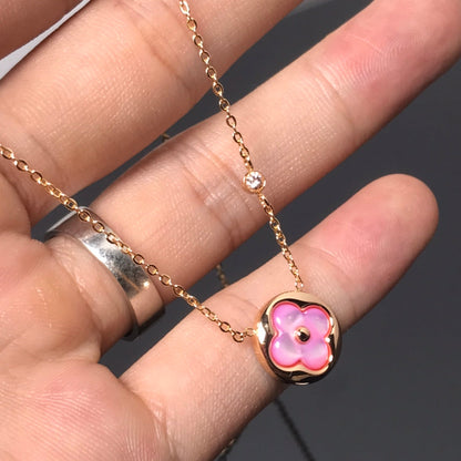 [⭐Luxery]COLOR BLOSSOM PINK MOP SUN GOLD NECKLACE