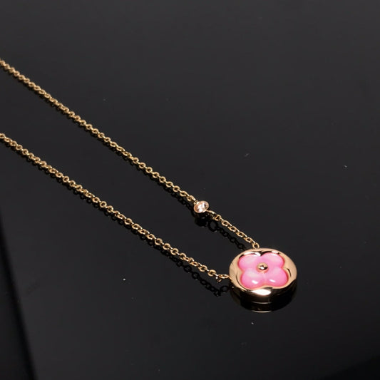 [⭐Luxery]COLOR BLOSSOM PINK MOP SUN GOLD NECKLACE
