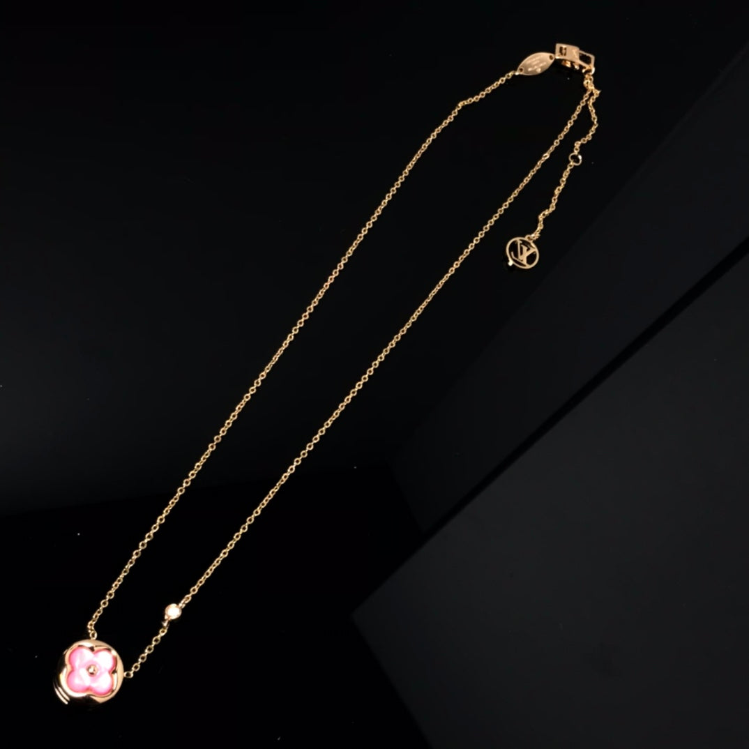 [⭐Luxery]COLOR BLOSSOM PINK MOP SUN GOLD NECKLACE