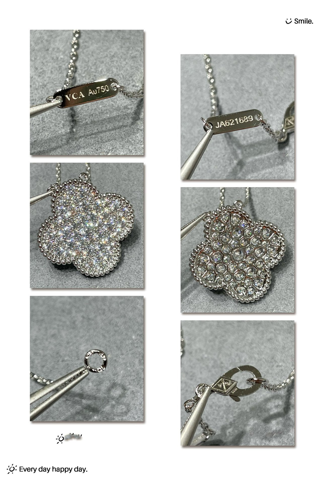 [⭐Luxery]CLOVER 25MM LARGE PENDANT DIAMOND PAVED SILVER NECKLACE