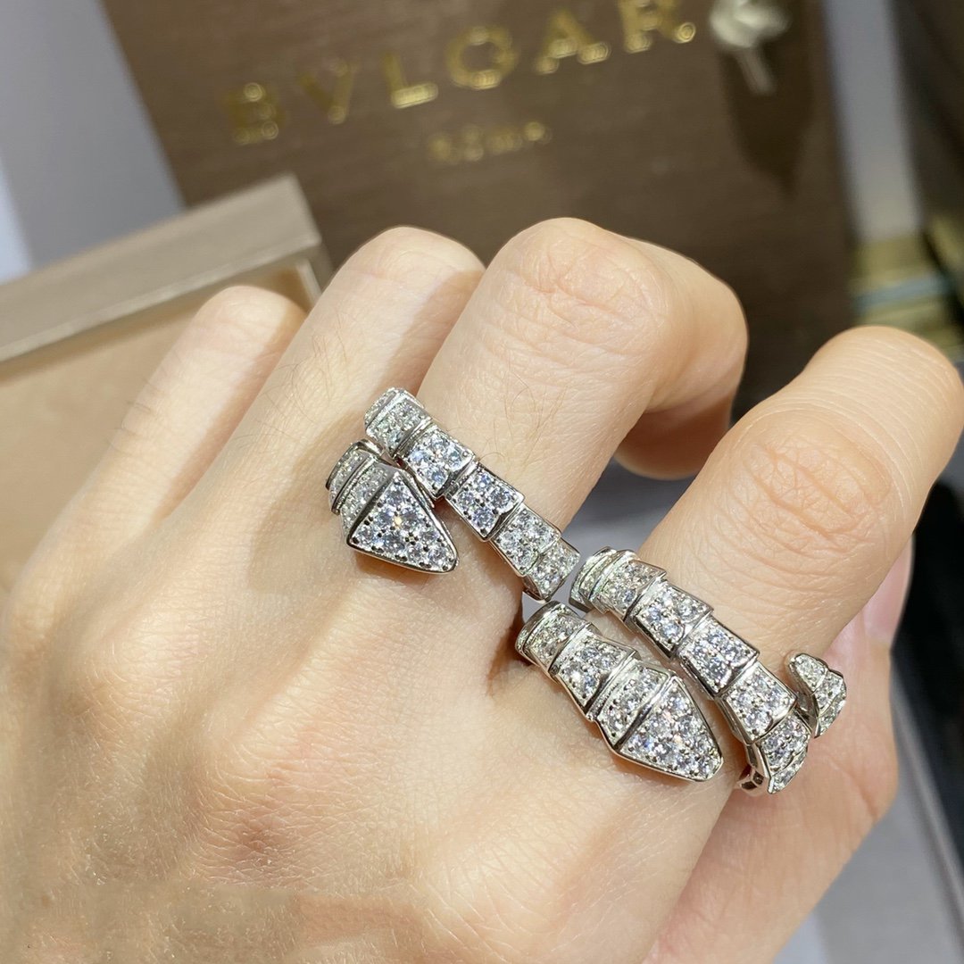 [⭐Luxery]SERPENTI RING SILVER DIAMOND PAVED