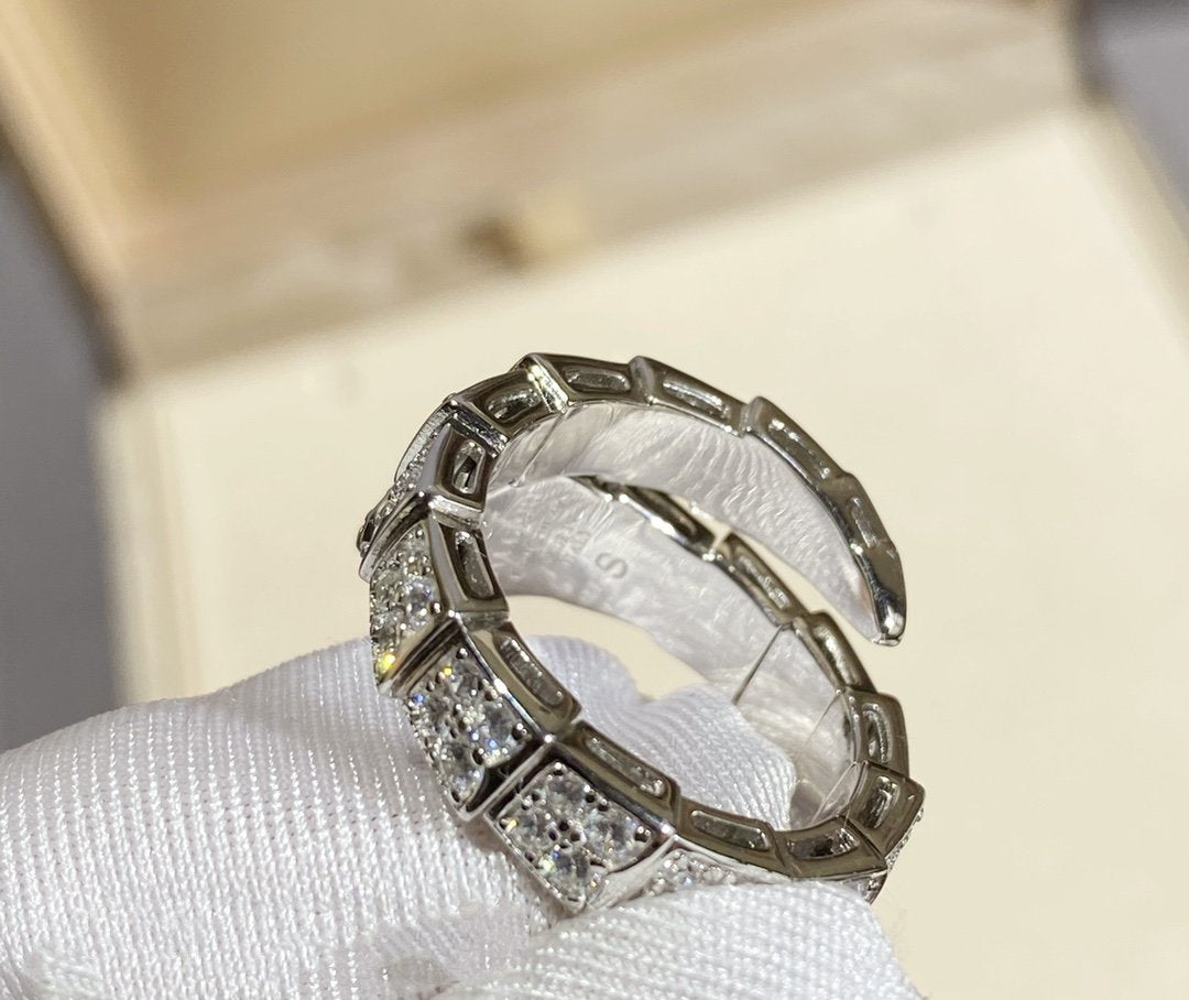 [⭐Luxery]SERPENTI RING SILVER DIAMOND PAVED