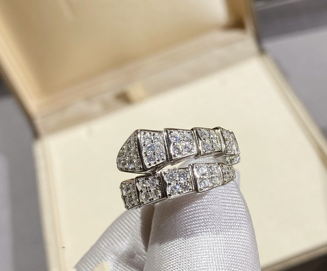 [⭐Luxery]SERPENTI RING SILVER DIAMOND PAVED
