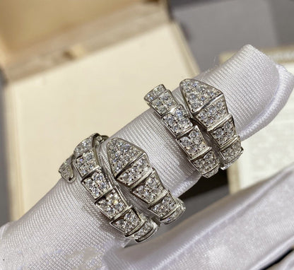 [⭐Luxery]SERPENTI RING SILVER DIAMOND PAVED