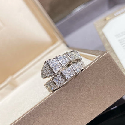 [⭐Luxery]SERPENTI RING SILVER DIAMOND PAVED