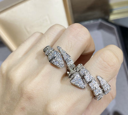 [⭐Luxery]SERPENTI LARGE RING SILVER DIAMOND PAVED