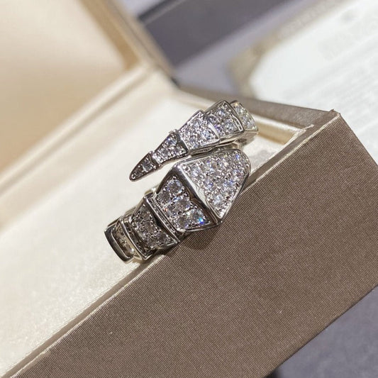 [⭐Luxery]SERPENTI LARGE RING SILVER DIAMOND PAVED