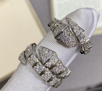 [⭐Luxery]SERPENTI LARGE RING SILVER DIAMOND PAVED