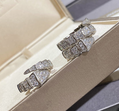 [⭐Luxery]SERPENTI LARGE RING SILVER DIAMOND PAVED