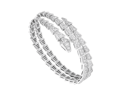 [⭐Luxery]SERPENTI BRACELET SILVER DIAMOND DOUBLE ROW