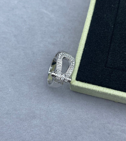 [⭐Luxery]Wide Hoof-Shaped Diamond-Studded Ring