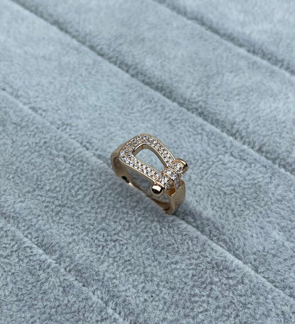 [⭐Luxery]Wide Hoof-Shaped Diamond-Studded Ring