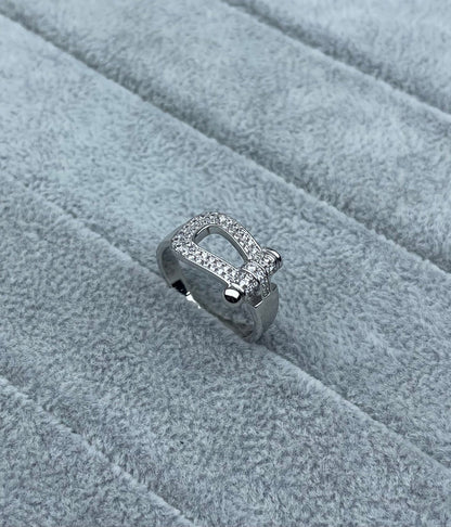 [⭐Luxery]Wide Hoof-Shaped Diamond-Studded Ring