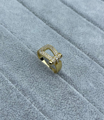 [⭐Luxery]Wide Hoof-Shaped Diamond-Studded Ring