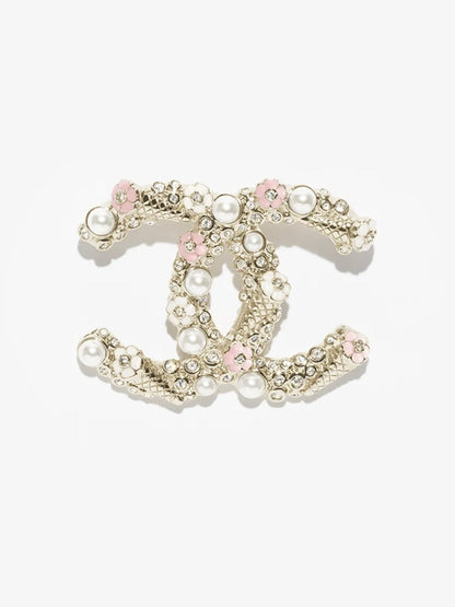 [⭐Luxery]26C Pink-White Enamel Ice Cream Cone Double C Brooch