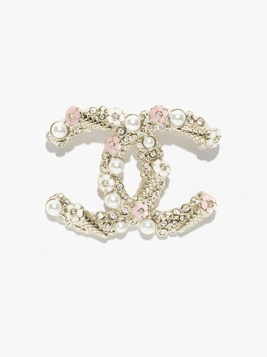 [⭐Luxery]26C Pink-White Enamel Ice Cream Cone Double C Brooch