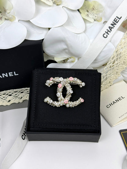 [⭐Luxery]26C Pink-White Enamel Ice Cream Cone Double C Brooch